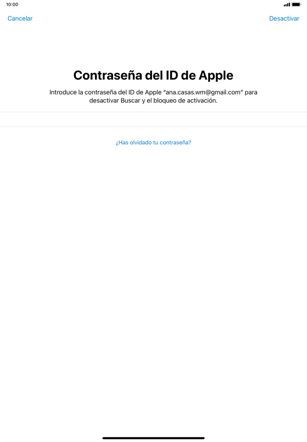 Introduce la contraseña de tu ID de Apple y pulsa Desactivar.