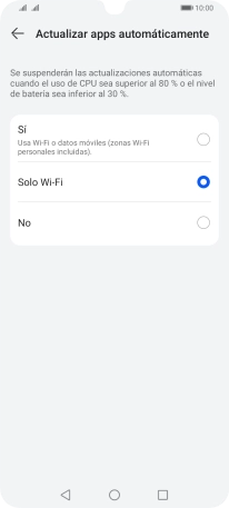 Para activar la actualización automática de apps a través de la red móvil, pulsa el campo junto a 