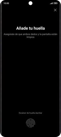 Sigue las indicaciones de la pantalla para crear una huella digital como código de seguridad.