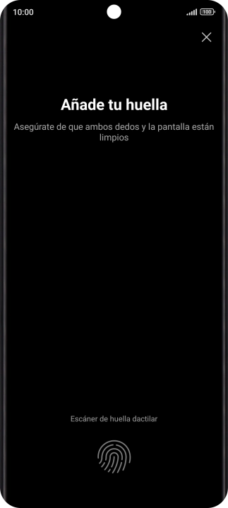 Sigue las indicaciones de la pantalla para crear una huella digital como código de seguridad.
