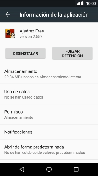 Pulsa Almacenamiento.