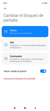 Pulsa Desactivar bloqueo de pantalla e introduce el código de seguridad extra que has creado anteriormente.