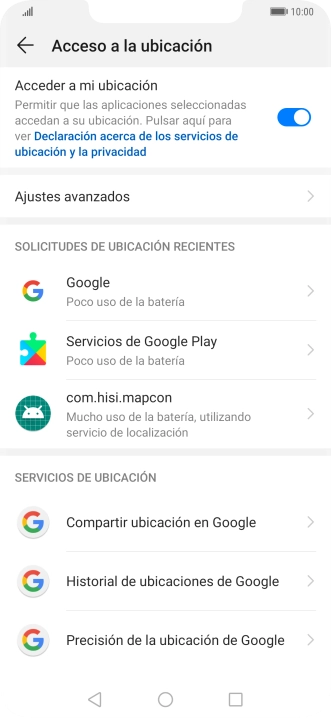 Pulsa Precisión de la ubicación de Google.