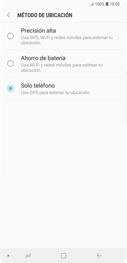 Si seleccionas Precisión alta, el teléfono podrá encontrar tu posición exacta con ayuda de los satélites GPS, la red móvil y una red wifi cercana. El GPS por satélite requiere vista libre al cielo.