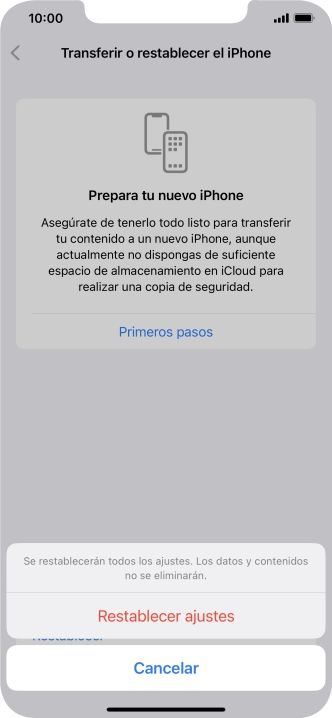 Pulsa Restablecer ajustes.