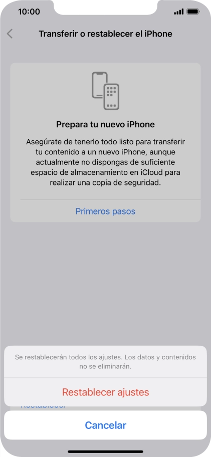 Pulsa Restablecer ajustes.