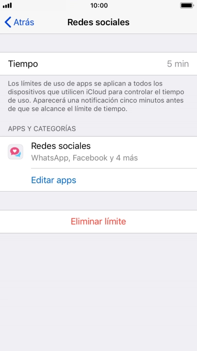 Pulsa Eliminar límite.