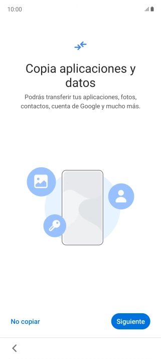 Puedes transferir el contenido de otro teléfono cuando activas tu teléfono por primera vez y cuando lo has restablecido. Cuando aparezca en la pantalla del teléfono esta imagen, ya está listo para la transmisión del contenido del otro teléfono.