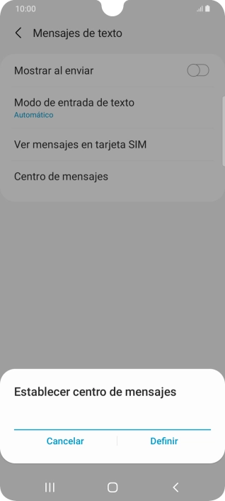 Introduce +34607003110 y pulsa Definir.