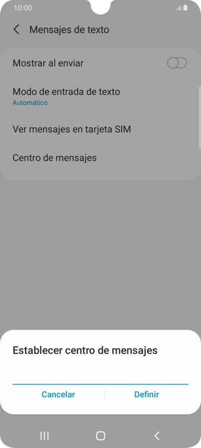 Introduce +34607003110 y pulsa Definir.