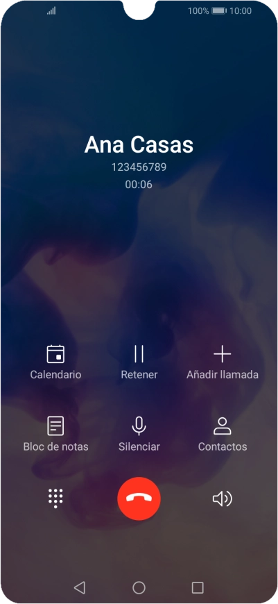 Pulsa el icono de finalizar llamada.