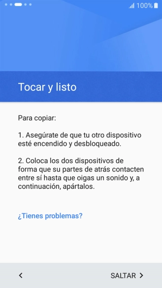 Sigue las indicaciones de la pantalla para conectar ambos teléfonos por NFC. Sigue las indicaciones de la pantalla del otro teléfono para confirmar la conexión con tu teléfono.