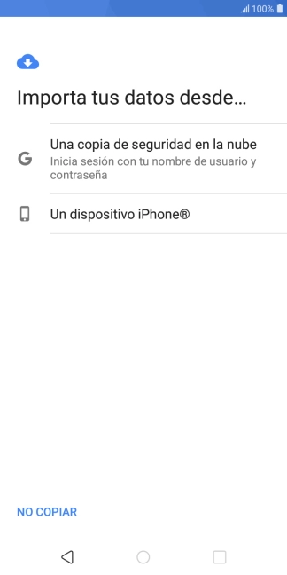 Pulsa la opción deseada y sigue las indicaciones de la pantalla para transferir contenido desde el otro teléfono y finalizar la activación de tu teléfono.