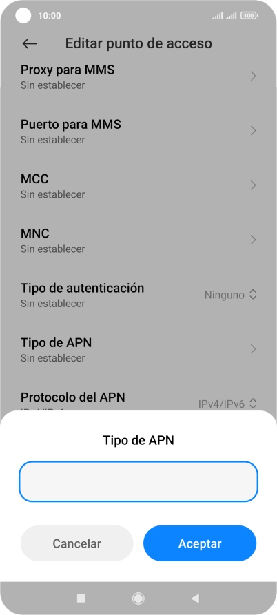 Introduce default y pulsa Aceptar.