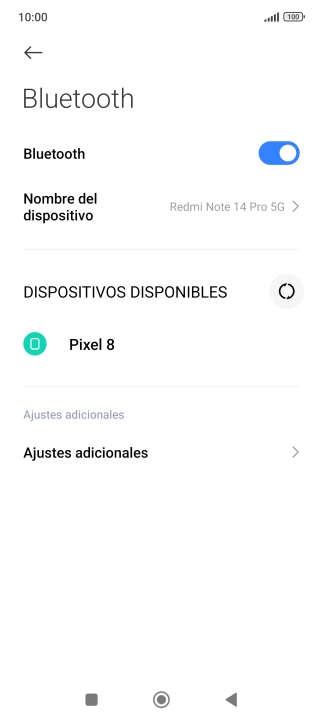 Pulsa el dispositivo Bluetooth deseado y sigue las indicaciones de la pantalla para vincular el dispositivo al teléfono.