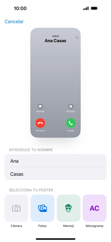 Pulsa una categoría y sigue las indicaciones de la pantalla para seleccionar y configurar la imagen o fotografía deseada para tu póster de contacto.
