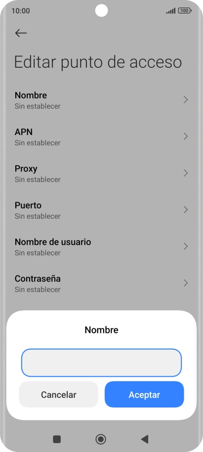 Introduce Vodafone Internet y pulsa Aceptar.