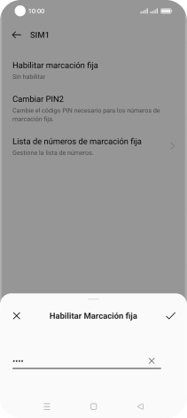 Introduce el código PIN2 y pulsa el icono de aceptar.