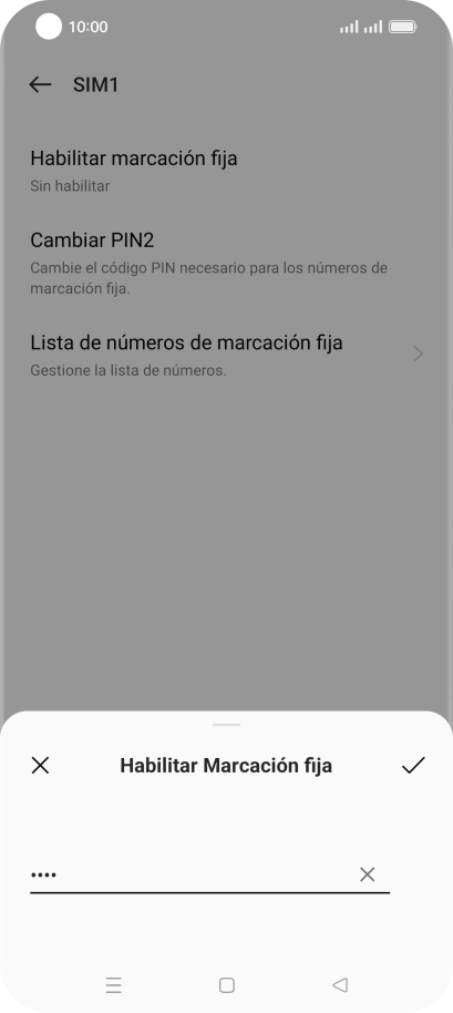 Introduce el código PIN2 y pulsa el icono de aceptar.