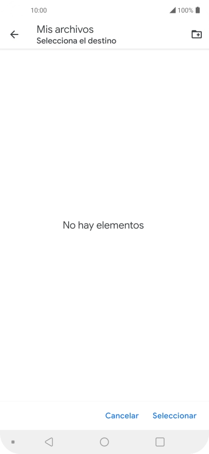 Si deseas crear una nueva carpeta, pulsa el icono de nueva carpeta y sigue las indicaciones de la pantalla para crearla.
