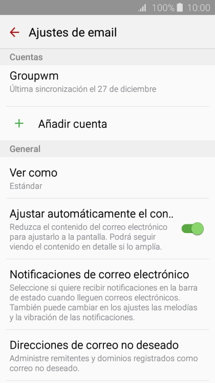 Pulsa la cuenta de correo electrónico deseada.