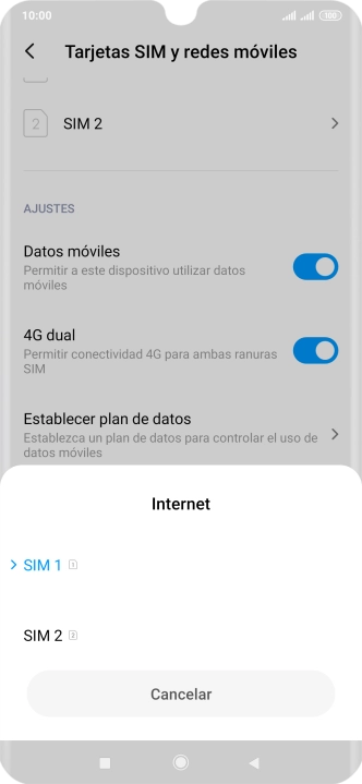 Pulsa la tarjeta SIM deseada.