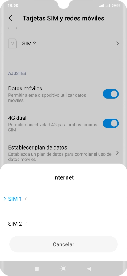 Pulsa la tarjeta SIM deseada.