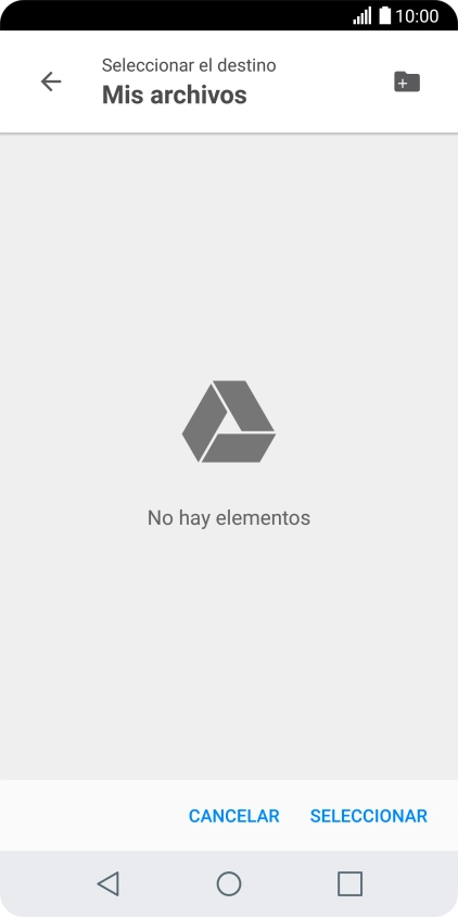 Si deseas crear una nueva carpeta, pulsa el icono de nueva carpeta y sigue las indicaciones de la pantalla para crearla.