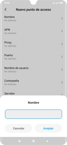 Introduce Vodafone Internet y pulsa Aceptar.