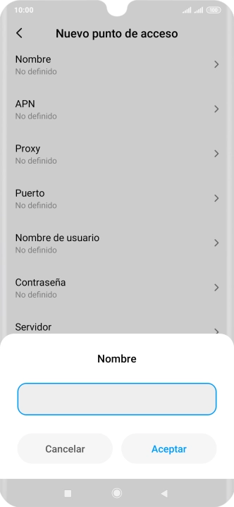Introduce Vodafone Internet y pulsa Aceptar.