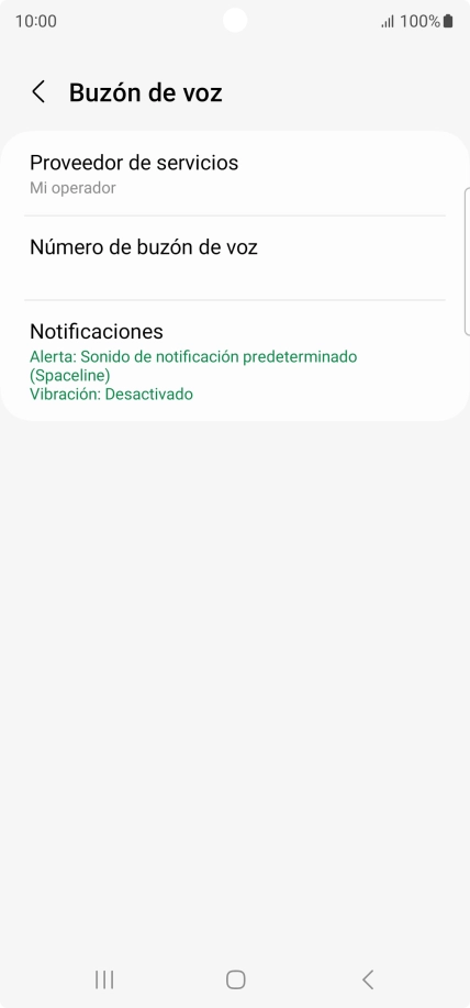 Pulsa Número de buzón de voz.