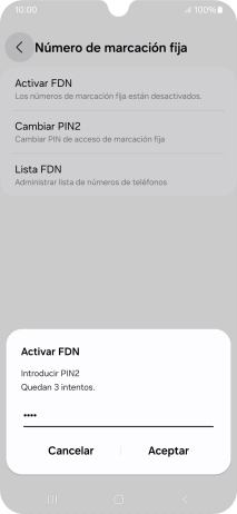 Introduce el código PIN2 y pulsa Aceptar.