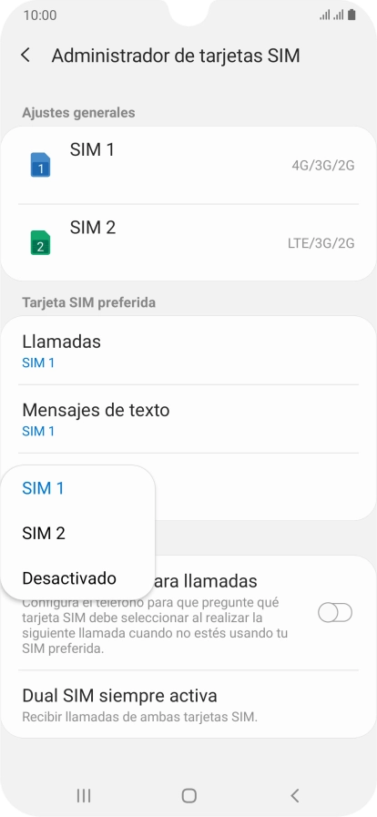 Pulsa el ajuste deseado.