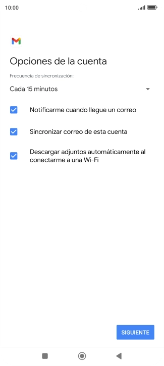 Si aparece en la pantalla esta imagen, tu cuenta de correo electrónico ha sido reconocida y configurada automáticamente. Sigue las indicaciones de la pantalla para introducir más información y terminar la configuración.