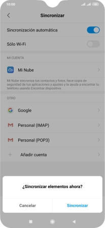 Si activas la función, pulsa Sincronizar.