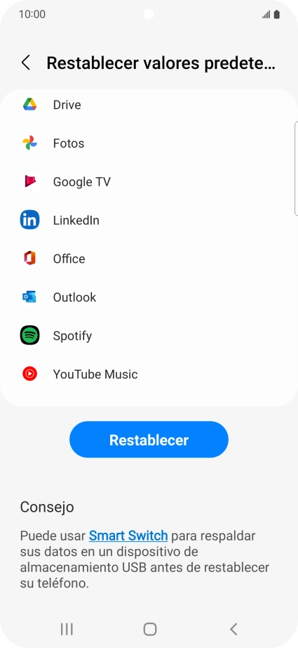 Pulsa Restablecer.