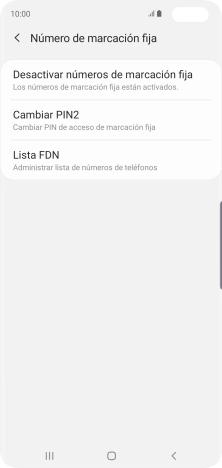 Pulsa Desactivar números de marcación fija.