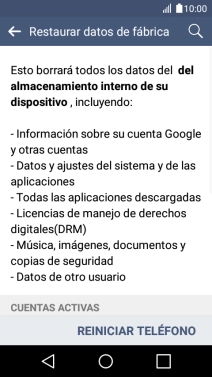 Pulsa REINICIAR TELÉFONO.