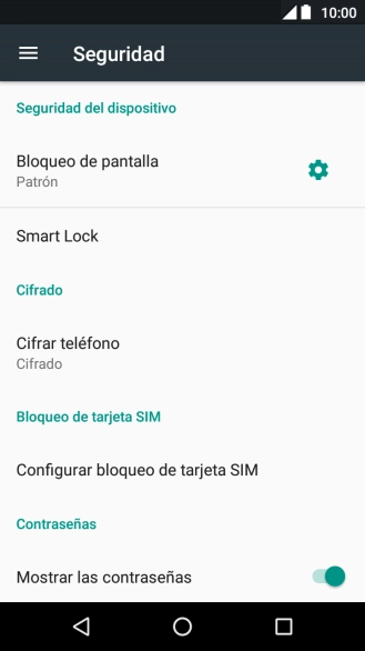 Pulsa Bloqueo de pantalla e introduce el código de seguridad actual.