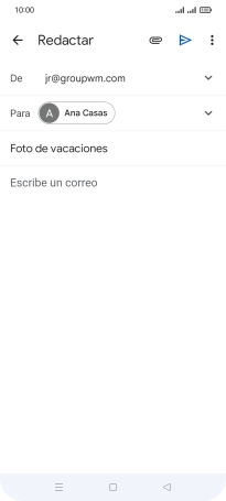 Pulsa en el campo de escritura  y escribe el texto del correo electrónico.
