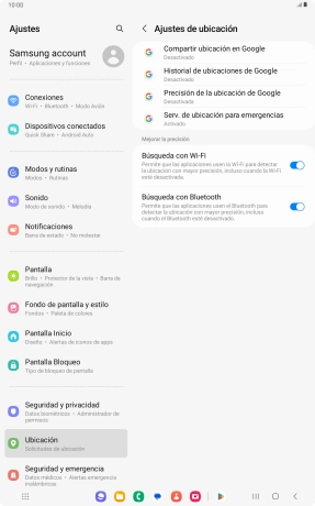 Pulsa Precisión de la ubicación de Google.