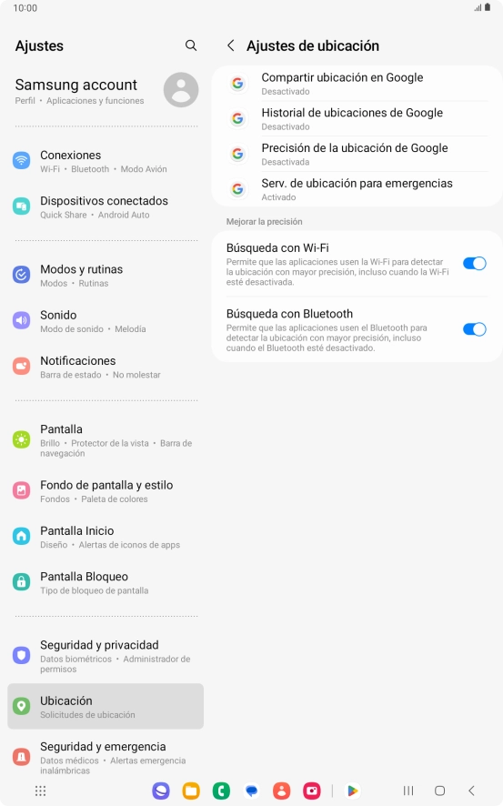 Pulsa Precisión de la ubicación de Google.