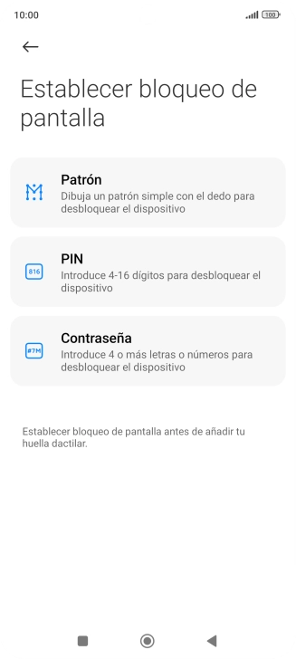 Pulsa el código de seguridad deseado.