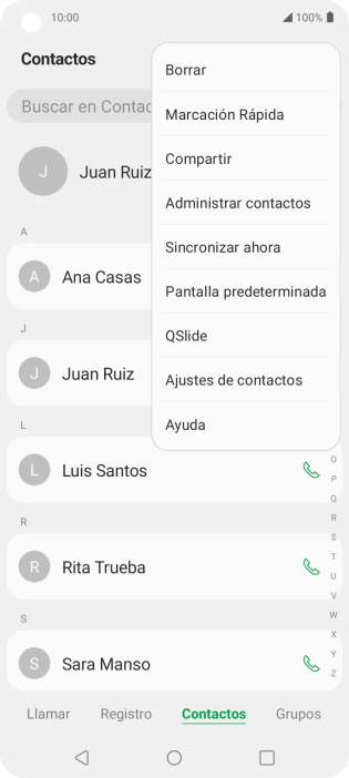 Pulsa Administrar contactos.