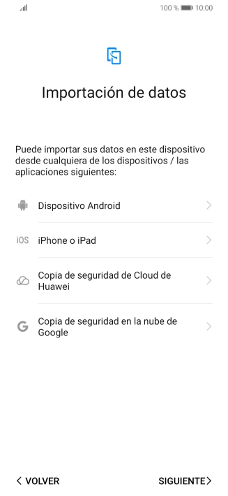 Puedes transferir el contenido de otro teléfono cuando activas tu teléfono por primera vez y cuando lo has restablecido. Cuando aparezca en la pantalla del teléfono esta imagen, ya está listo para la transmisión del contenido del otro teléfono.