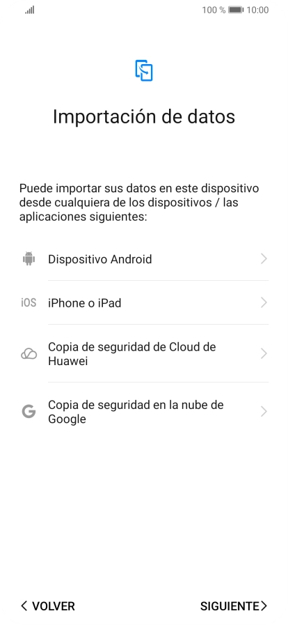 Puedes transferir el contenido de otro teléfono cuando activas tu teléfono por primera vez y cuando lo has restablecido. Cuando aparezca en la pantalla del teléfono esta imagen, ya está listo para la transmisión del contenido del otro teléfono.