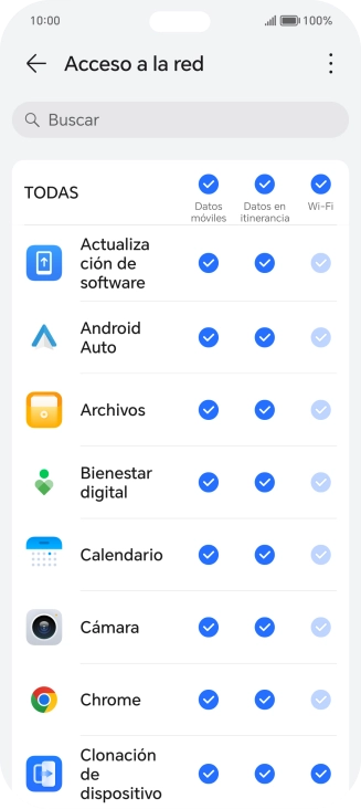 Pulsa en el campo junto al nombre de la aplicación bajo la columna de 