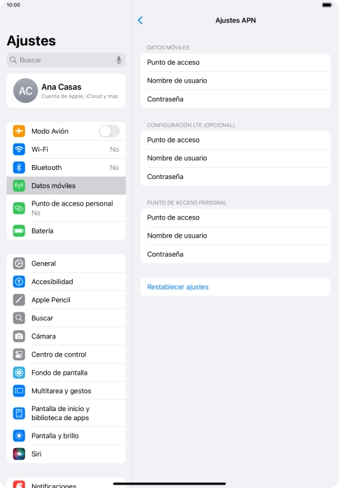 Pulsa Punto de acceso e introduce airtelwap.es.
