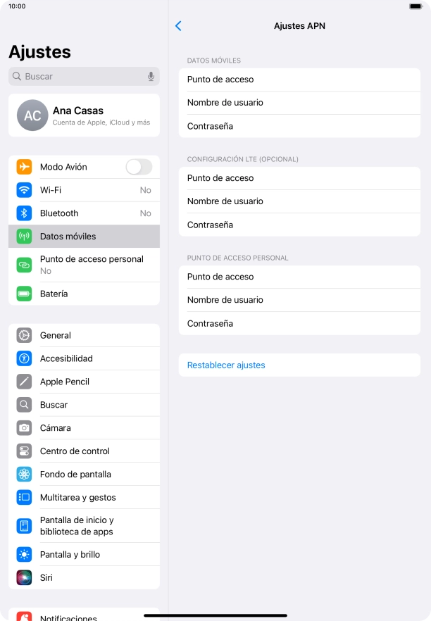 Pulsa Punto de acceso e introduce airtelwap.es.