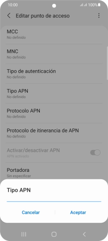 Introduce default y pulsa Aceptar.